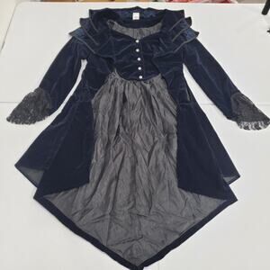 Steam Punk Victorian Gothic Velvet Jacket Womens 3XL Blue Bell Sleeve Lace Vamp